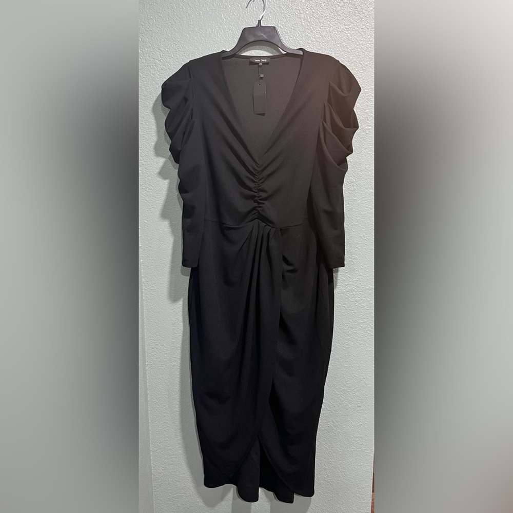 Buxom Curvy Formal Black Puff Long Sleeve Cut Out Detail-NWT